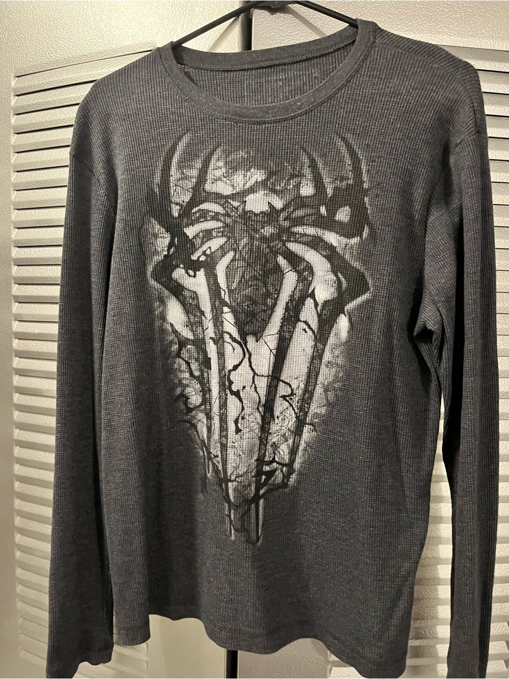 Marvel Gray Long-Sleeve Thermal Shirt with Spider Graphic